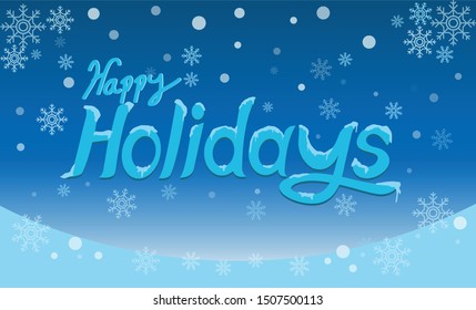 Happy Holidays Snowflakes Snowy Blue Background Stock Vector (Royalty ...