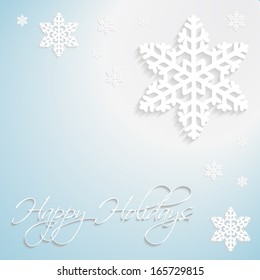 Happy Holidays snowflakes vector paper with 3d shadow