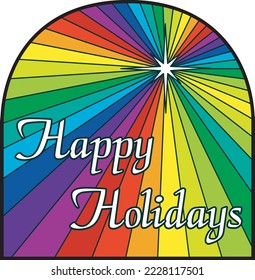 Happy Holidays Stained Glass Vector Illustration