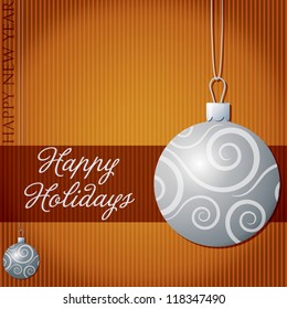 Happy Holidays swirl bauble card in vector format.