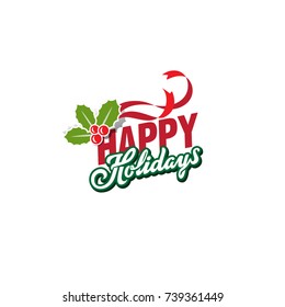 Happy Holidays Text Lettering calligraphic composition vector Poster template.
Design greeting card vintage style.