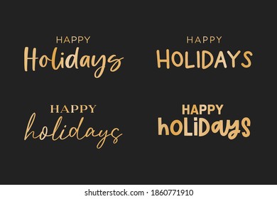 Felices Fiestas Texto, Vector Texto, Vacaciones Vectoriales Doradas Isolación Ilustración	