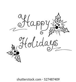 Happy holidays text, vector illustration 