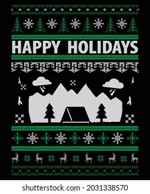 Happy Holidays T-shirt Design | Custom | Typography | Vacation Quote | Christmas T-shirt Design
