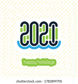 Felices fiestas y vacaciones 2021 en el mar. Inscripción 2021 en olas oceánicas. Vector.