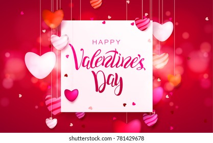 Happy holidays: Valentines day 14 february, Mothers or Womens day 8 march background with roses, gifts and hearts. 3d Vector illustration. Romantic Wallpaper, wedding design for flyers, banners.