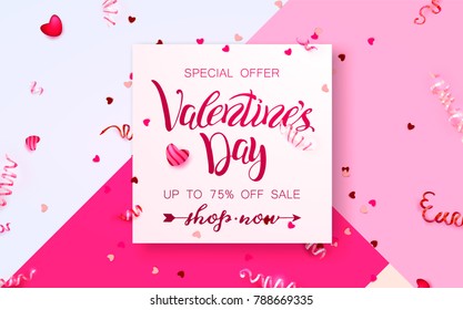 Happy holidays: Valentines day 14 february, Mothers or Womens day 8 march background with roses, gifts and hearts. 3d Vector illustration. Romantic Wallpaper, wedding design for flyers, banners.