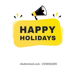 Happy holidays vector banner or poster design on white background. Modern element design template.