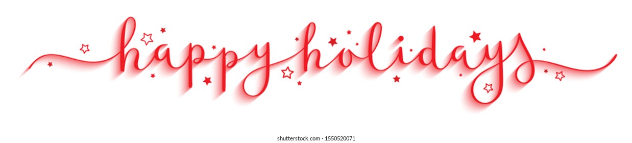 HAPPY HOLIDAYS vector brush calligraphy banner with swashes