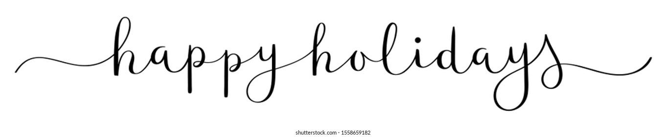 HAPPY HOLIDAYS vector brush calligraphy banner with swashes