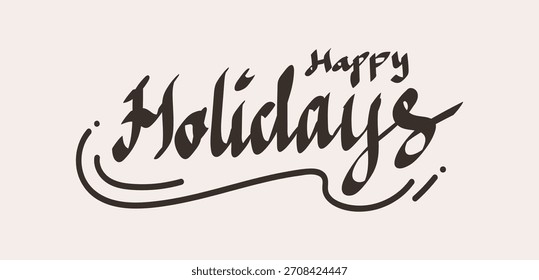 Felices fiestas. Caligrafía de pincel de Vector. Anuncio de saludo de Festiva,