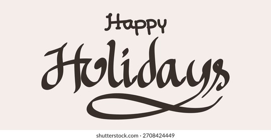 Felices fiestas. Caligrafía de pincel de Vector. Anuncio de saludo de Festiva,