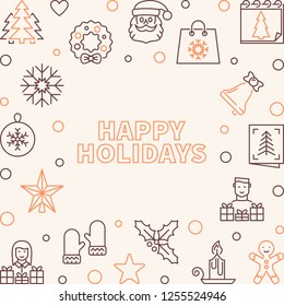 Happy holidays vector creative square frame. Christmas and New Year concept background