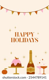 Happy holidays. Vector greeting card template. 