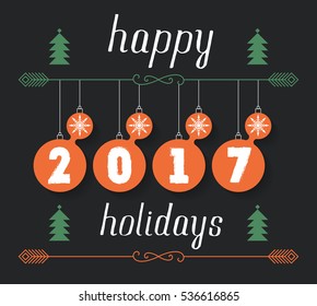Happy Holidays vector hand drawn inscription for invitation and greeting card, prints and posters. Typographic Christmas calligraphic design with handwritten text.