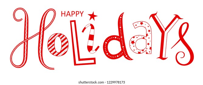 HAPPY HOLIDAYS vector hand lettering banner