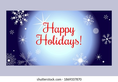 Happy holidays vector, linkedin banner vector, digital card vector, facebook cover, instagram logo, hand drawn snowflake vector, virtual greetings, zoom background