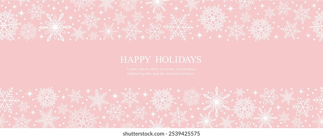 Feliz Vetor De Férias Ilustração De Fundo Contínua Sem Costura Com Padrão De Flocos De Neve E Espaço De Texto. Repetível Horizontalmente E Verticalmente.