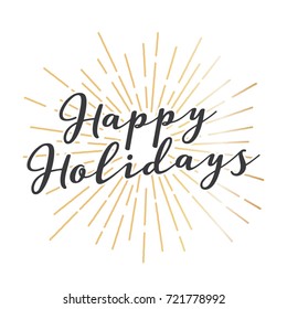 Happy Holidays Vector Text Icon Illustration Background for flyers, post cards, greeting cards, scrapbooks, web