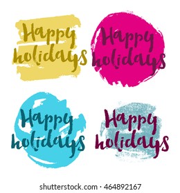 Happy Holidays vector text. Holidays lettering for invitation and greeting card, prints and posters. Hand drawn typographic inscription, christmas calligraphic design