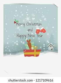 Happy holidays warm wishes creative hand drawn card for winter claus,gift box merry christmas and happy new year,happy greeting card,vector,elements