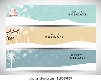 Happy Holidays Website  Header Or Banner Design With Beautiful Snowflake Design. EPS 10.