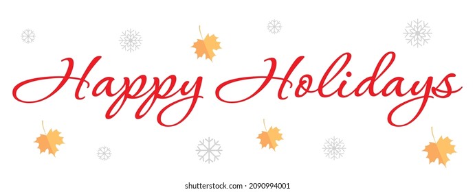 Happy Holidays Wide Banner on White Background Red