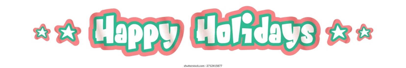 Diseño de etiqueta engomada Horizontal ancha del texto de los Días festivos felices aislado en el fondo transparente blanco. Etiqueta engomada del lema de los Días festivos felices de Antiguas, etiqueta, etiqueta, Anuncio, cinta, etiqueta png con cita. Texto de Días festivos felices