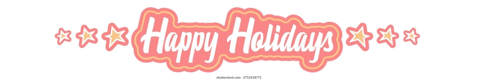 Diseño de etiqueta engomada Horizontal ancha del texto de los Días festivos felices aislado en el fondo transparente blanco. Etiqueta engomada del lema de los Días festivos felices de Antiguas, etiqueta, etiqueta, Anuncio, cinta, etiqueta png con cita. Texto de Días festivos felices