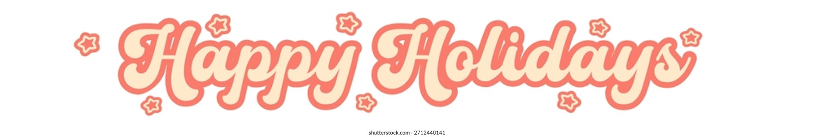 Diseño de etiqueta engomada Horizontal ancha del texto de los Días festivos felices aislado en el fondo transparente blanco. Etiqueta engomada del lema de los Días festivos felices de Antiguas, etiqueta, etiqueta, Anuncio, cinta, etiqueta png con cita. Texto de Días festivos felices
