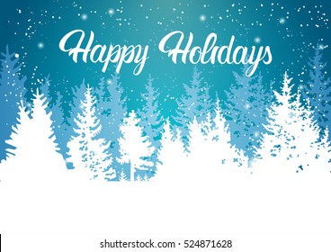 Happy Holidays Winter Mountain Forest Landscape Stock Vector (Royalty ...