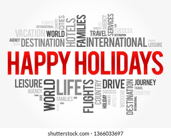 Happy Holidays word cloud collage, holiday concept background