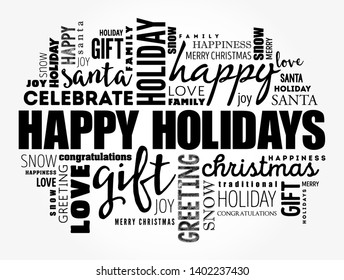 Happy Holidays word cloud collage, holiday concept background