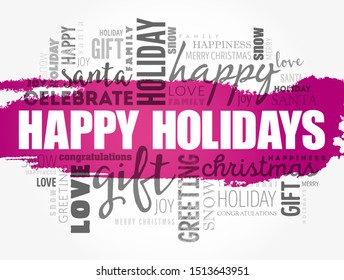 Happy Holidays word cloud collage, holiday concept background