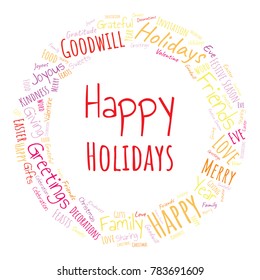 Happy Holidays Word Cloud Collage. Good Wishes Vector Illustration