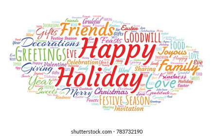 Happy Holidays Word Cloud Collage. Good Wishes Vector Illustration