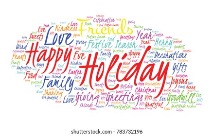 Happy Holidays Word Cloud Collage. Good Wishes Vector Illustration