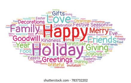 Happy Holidays Word Cloud Collage. Good Wishes Vector Illustration