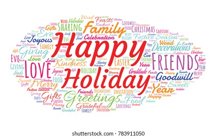 Happy Holidays Word Cloud Collage. Good Wishes Vector Illustration