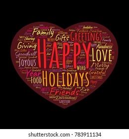 Happy Holidays Word Cloud Collage. Good Wishes Vector Illustration