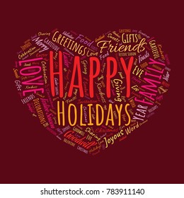 Happy Holidays Word Cloud Collage. Good Wishes Vector Illustration