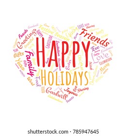 Happy Holidays Word Cloud Collage. Good Wishes Vector Illustration