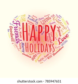 Happy Holidays Word Cloud Collage. Good Wishes Vector Illustration