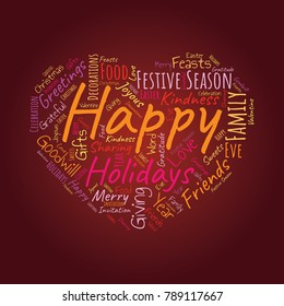 Happy Holidays Word Cloud Collage. Good Wishes Vector Illustration