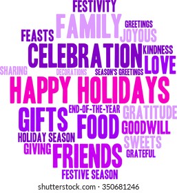 Happy Holidays word cloud on a white background.