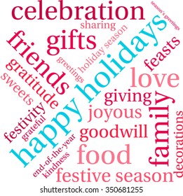 Happy Holidays word cloud on a white background.
