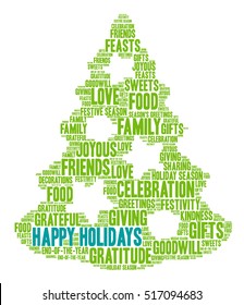 Happy Holidays word cloud on a white background.  