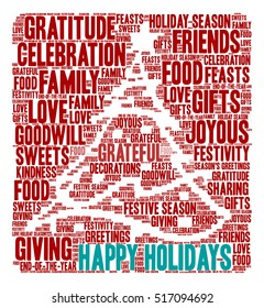 Happy Holidays word cloud on a white background.  