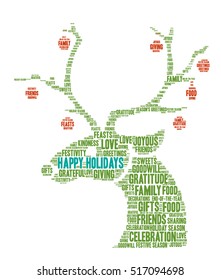 Happy Holidays word cloud on a white background.  