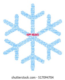 Happy Holidays word cloud on a white background.  
